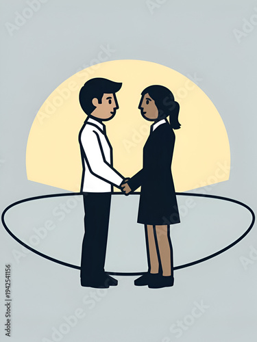 conflict icon with two people, linear design