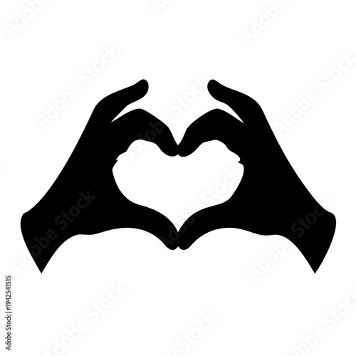 Gesture heart, hands showing heart - vector silhouette for stencil, logo or pictogram. Gesture I love you made with two hands sign for Valentine's Day