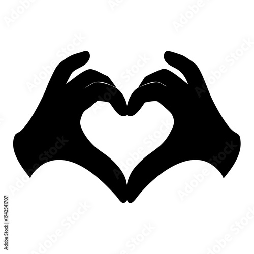 Gesture heart, hands showing heart - vector silhouette for stencil, logo or pictogram. Gesture I love you made with two hands sign for Valentine's Day