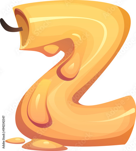 Pirate font or cartoon Caribbean corsairs typeface, vector English alphabet type. Piracy typography letter Z in shape of wax candle stub for pirate seafaring font or corsair sailing adventure typeface