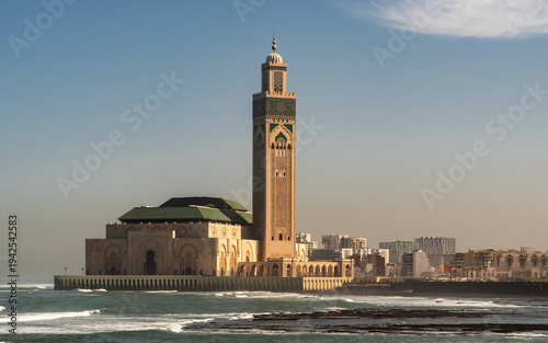 Casablanca Cityscape with the Great Hassan II Mosque Rising Above the Horizon