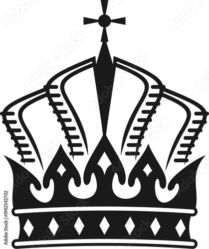 Heraldic king royal crown or hat. Ancient heraldic king tiara, vintage medieval emperor crown. Historic Coat of Arms monarch jewelry