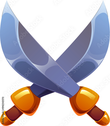 Pirate font letter or Caribbean corsair typeface, vector cartoon English alphabet letter. Piracy font of sword blades or crossed knife sabers in letter X for corsair ABC type or pirate font typography