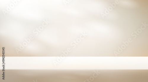 Empty beige studio room background with shadow leaves space for selling products, backdrop, wallpaper, background, text. Vector illustration.