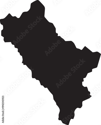 Black silhouette of a map of the Republic of North Macedonia isolated on a white background vector illustration for travel and geography concepts