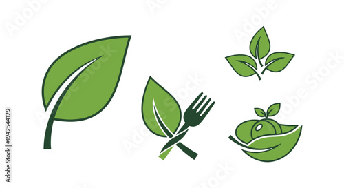 Green Leaf Food Line art vibrant abstract colorful design illustration