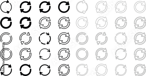 Collection of various circular arrow icons in different styles and colors  symbols