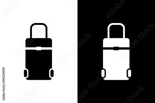 suitcase travel journey icon, black and wahite concept flat outline vector design
