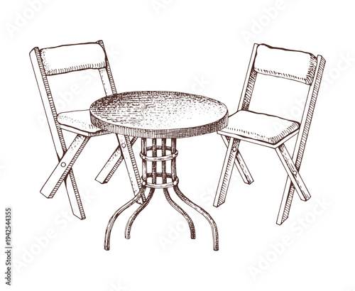 Garden furniture hand drawn set vector
