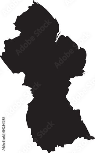 Black silhouette map of Guyana a simple vector illustration representing the countrys geography for informational or travel purposes isolated on a white background