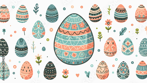 Easter Eggs Collection – Colorful Hand Drawn Easter Holiday Illustration Set.
