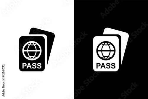 passport travel journey icon, black and wahite concept flat outline vector design