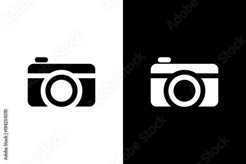 camera travel journey icon, black and wahite concept flat outline vector design
