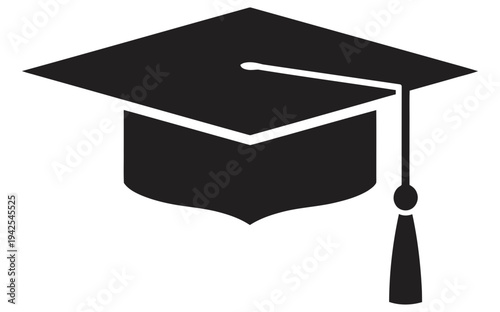 Simple black graduation cap icon representing academic achievement and educational milestone for graduates and students celebrating their success