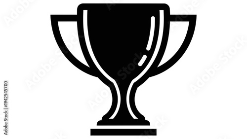 Simple black trophy icon symbolizing achievement and victory in a minimalist design style for awards and recognition purposes