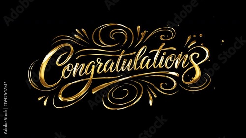Congratulations Handwritten Animated Text with alpha channel. reat for festivals, Anniversary, Celebration, and Success greetings. Congratulations text animation