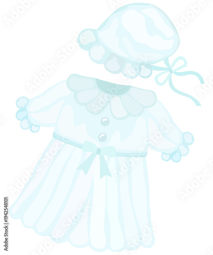 セレモニードレスのイラスト 赤ちゃん お祝い ベクター素材