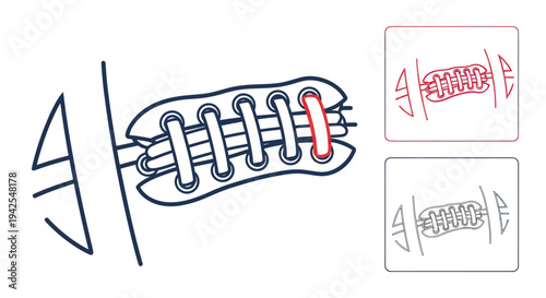 American Football Laces Close Up Line Art Icon