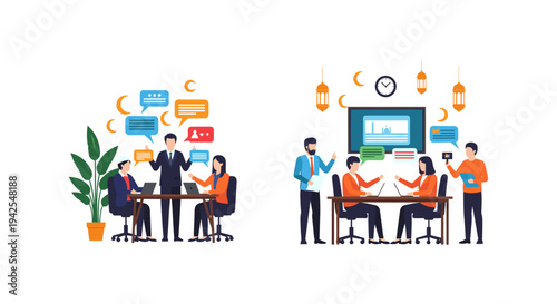 Business team collaboration, people working, office communication, teamwork and discussion