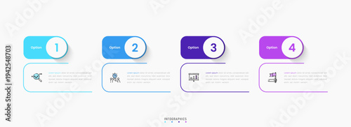 Vector Infographic label design template with icons and 4 options or steps. Can be used for process diagram, presentations, workflow layout, banner, flow chart, info graph.