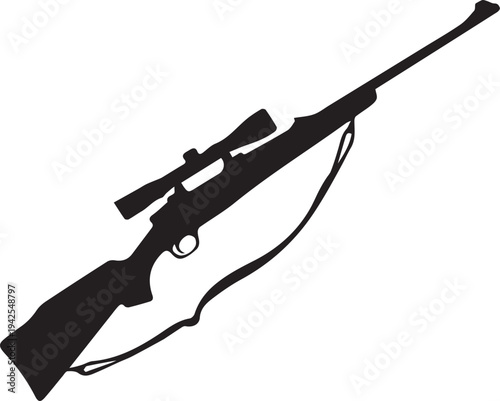 Military and hunting firearms on white background
