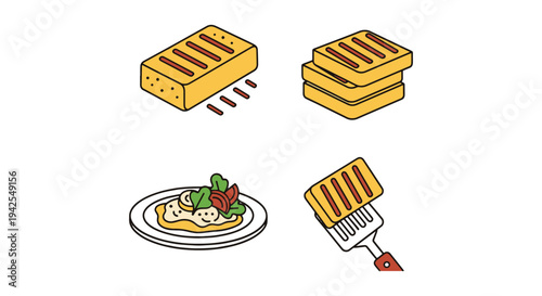 Grilled Polenta Line art creative artistic abstract style vector