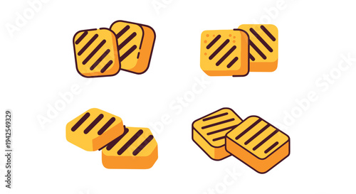 Grilled Polenta Line art flat abstract colorful illustration