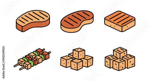 Grilled Tofu Line art vector minimal abstract theme illustration