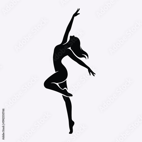 Web  Dancing Girl Silhouette Icon – Happy Female Dance Pose Minimal Flat Vector Symbol Isolated on White Background