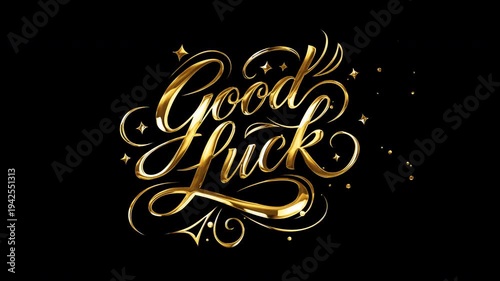 Good luck animation. Animated text handwriting calligraphy with ink drops. Suitable for Congratulations, Celebrations, and achievements.