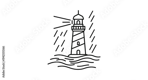 Lighthouse standing tall in stormy weather.