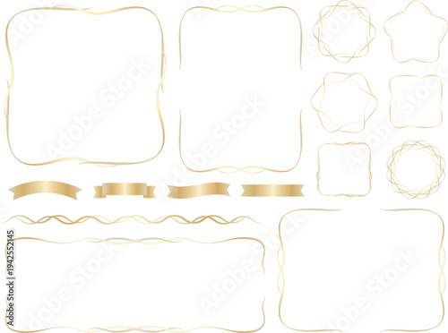 高級感のあるラインのフレームと装飾セット　ゴールド