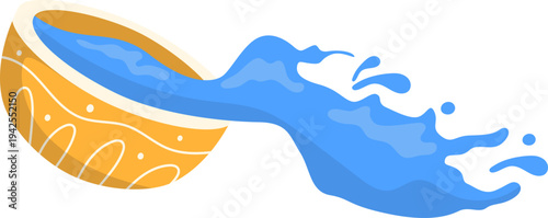Bowl of Water, Water Gun, Water Splash Songkran Festival Illustration. Vector isolated