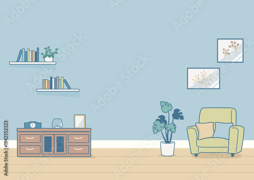 ナチュラルなインテリアの部屋のイラスト
