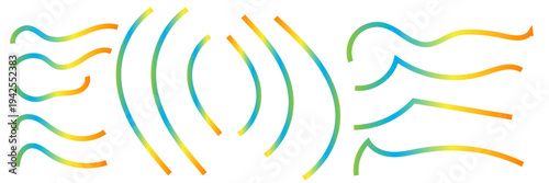 Abstract Rainbow Gradient Curved Lines Collection – Modern Wave Line Elements