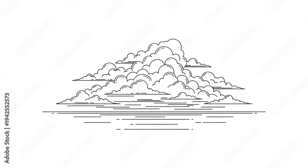 Obraz premium Mountain range with cloudy peaks.