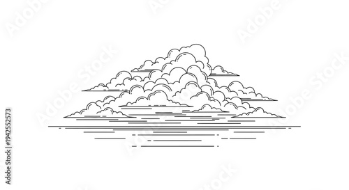 Mountain range with cloudy peaks.