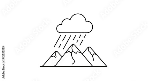 Mountain range with rain cloud.