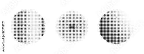 Set of abstract halftone dotted circles