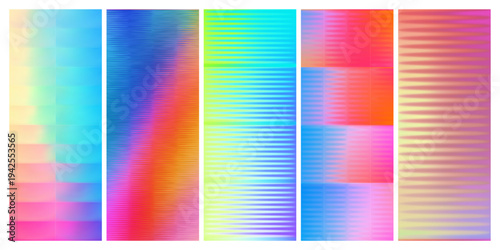 Set of ribbed glass texture backgrounds