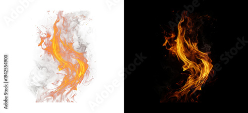 Φωτογραφία Elegant swirling fire flame isolated on transparent and black backdrop