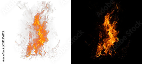 Tableau sur toile Abstract red fire flame isolated on black background for your design