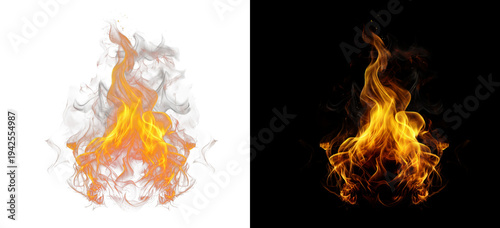 Cuadro en lienzo Abstract red fire flame isolated on black background for your design