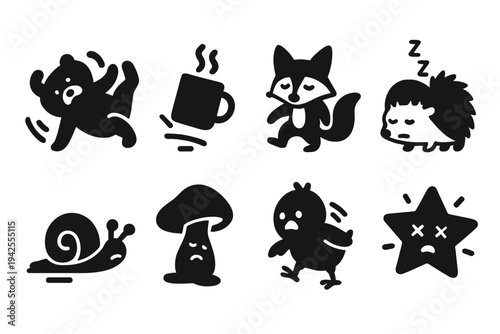 Monday Motivation Icons. Monday motivation fails. Filled icon set of Monday motivation fails: falling-over