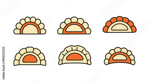 Gyoza Line art vector set bold creative abstract illustration