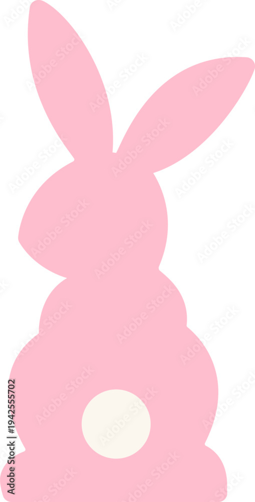 Obraz premium Cute Chubby Easter Bunny Silhouette for Spring and Easter Designs. Adorable Chubby Easter Bunny Silhouette with Pastel Color . Flat vector illustration. Transparent background. SVG.