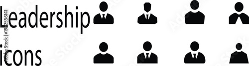 Leadership Icon set, Organization management, business people, teamwork, structure, hierarchy, leadership and more. strategy, marketing, business, planning, training, employee icons template designs.
