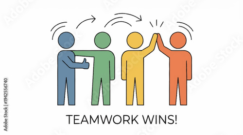 Teamwork and collaboration concept with colorful figures.