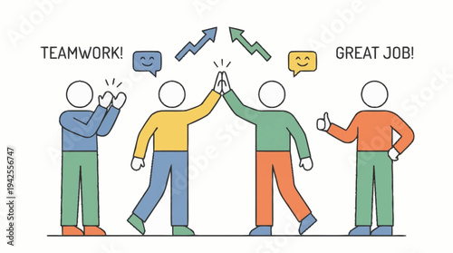 Teamwork and Collaboration Concept with Stick Figures.