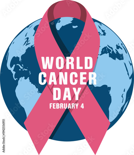 World Cancer Day Pink Ribbon Global Awareness Design